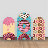 Grün Gelb Rosa Creme Donuts Bogen Hintergrund Bausatz